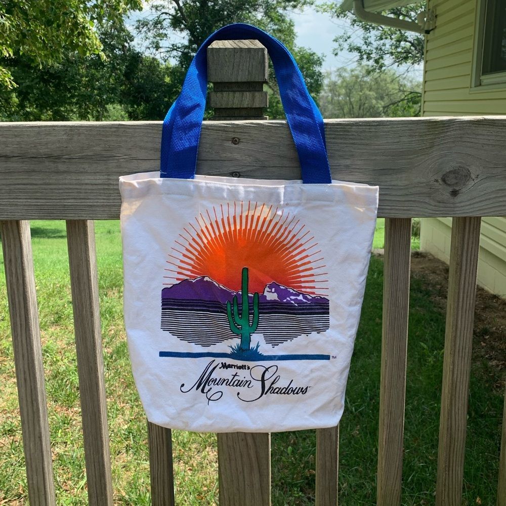 90s Vintage Marriott Mountain Shadows Saguaro Cactus Cotton Tote Bag